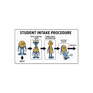 Student Intake Procedure Sticker — Funny College Debt Decal