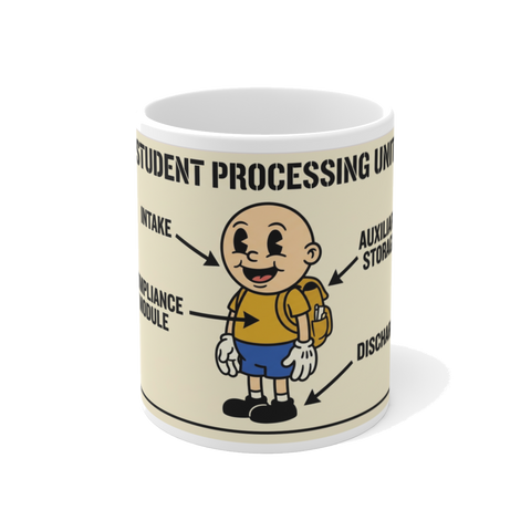 Student Processing Unit Mug — Funny Dystopian Teacher Gift