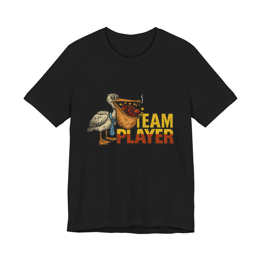 Team Player Smoking Pelican — Funny Corporate Burnout Tee — Black