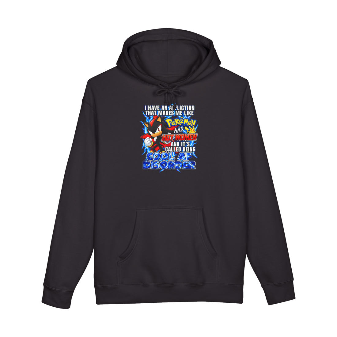 A hoodie featuring a hyper-edgy Y2K graphic that reads Terminal Cool AF Disorder.