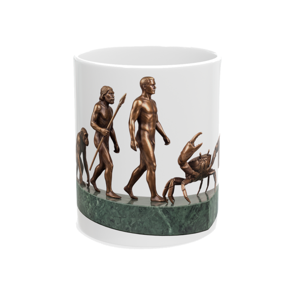 Terminal Evolution Crab Mug — Funny Carcinization Cup