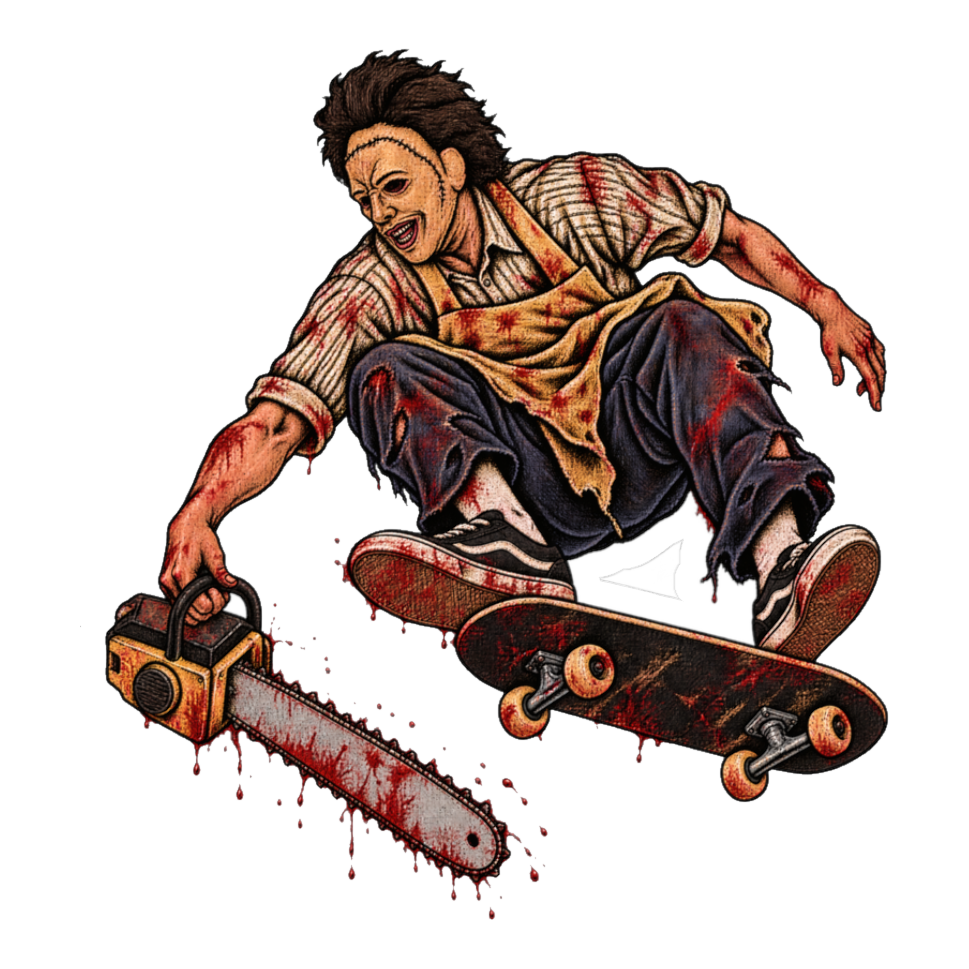 Texas Shredder Sticker — Funny Leatherface — White