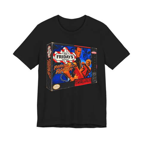 TGI Fridays Parking Lot Fighter T-Shirt — Funny Retro Gaming — Black