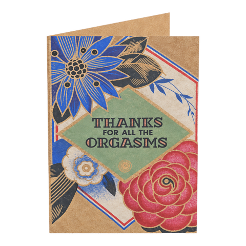 Thanks For All The Orgasms Funny Romantic Greeting Card — 3.5" x 4.9" (Vertical) / Coated (both sides) / 1 pc