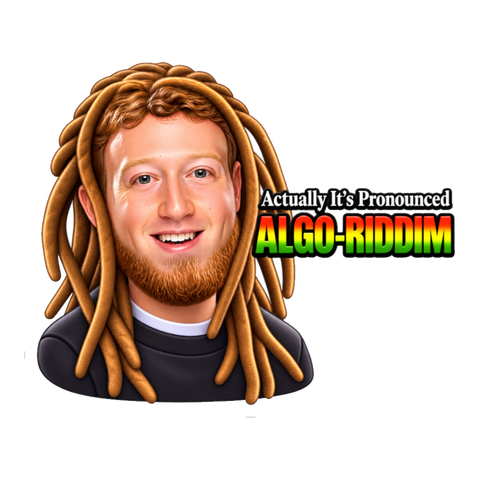 The Algo-Riddim Sticker — Funny Mark Zuckerberg — White
