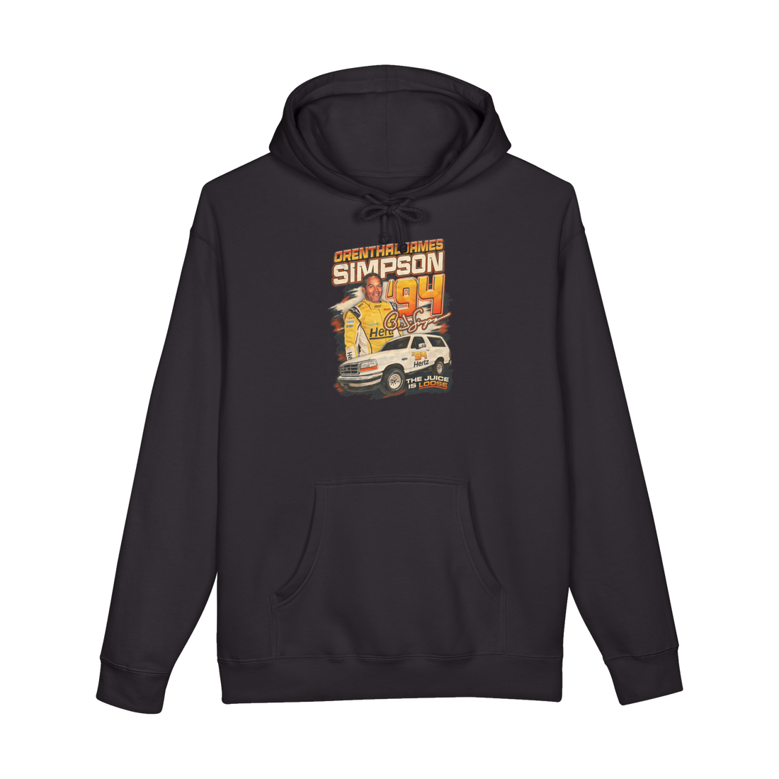 The Juice '94 Motorsport Hoodie — OJ Simpson White Ford Bronco Nascar — Black