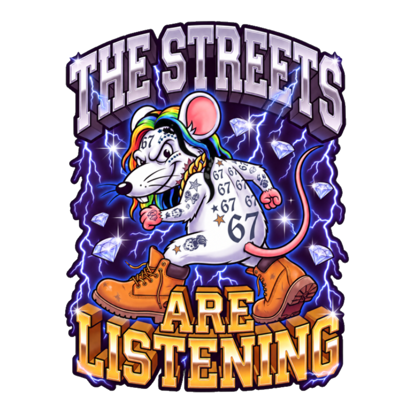 The Streets Are Listening Sticker — Funny 90s Rap Mouse — White