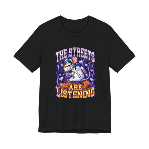 The Streets Are Listening T-Shirt — Funny 90s Rap Mouse — Black