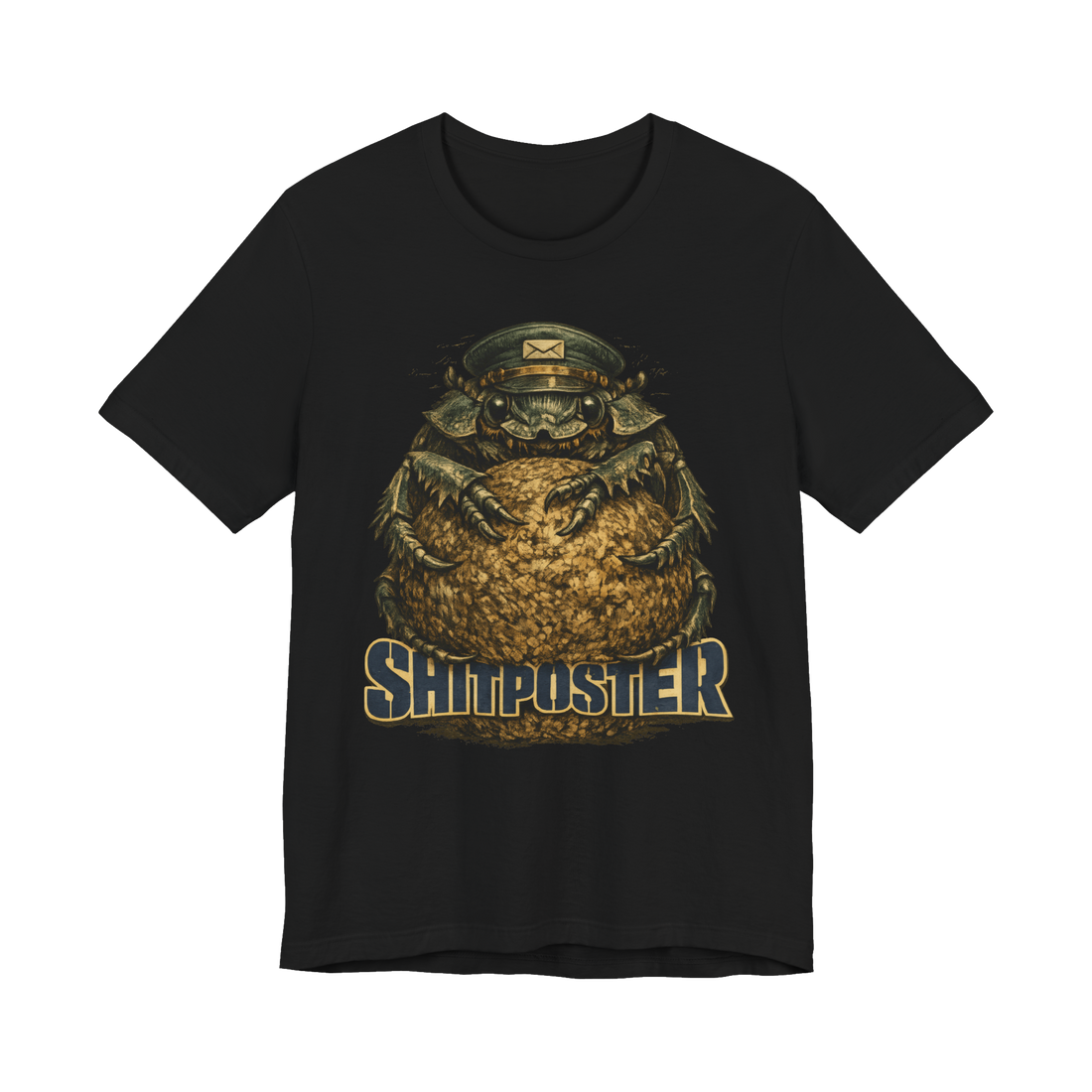 A t-shirt featuring a Victorian-style illustration of a dung beetle.