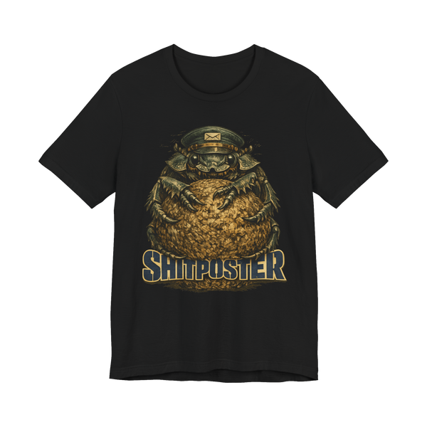 A t-shirt featuring a Victorian-style illustration of a dung beetle.
