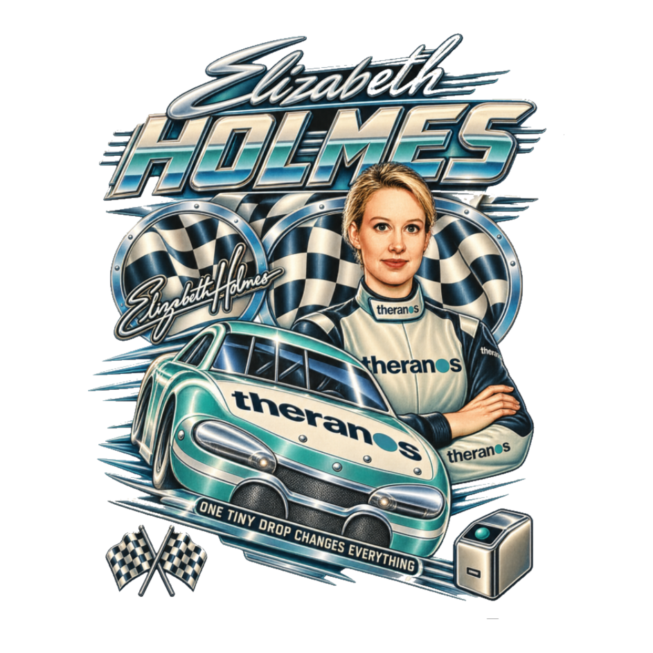 Theranos Racing Team Sticker — Elizabeth Holmes Nascar 90S Bootleg — White