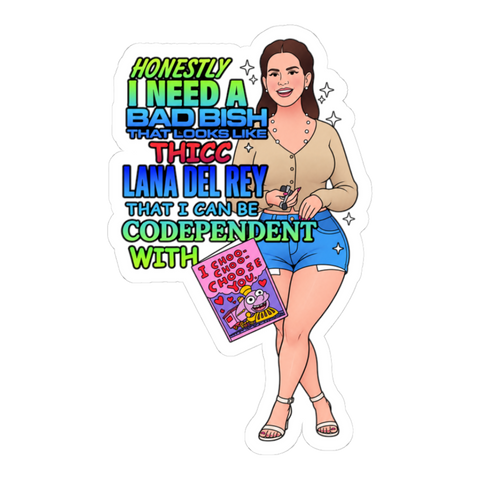 Funny WordArt meme sticker with a thick Lana and Ralph Wiggum style toxic codependency Valentine message.