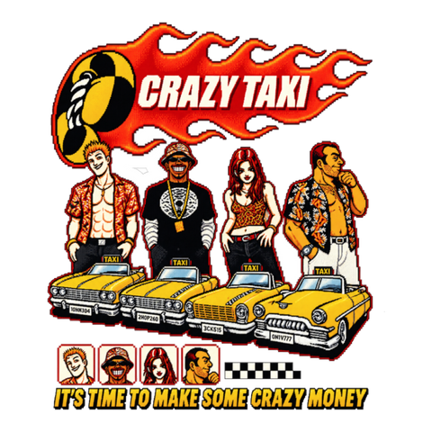 Time To Make Some Crazy Money Sticker — Taxi Sega Arcade Retro Gaming — White