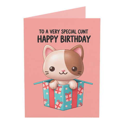 To A Very Special Cunt Cat Birthday Card — 3.5" x 4.9" (Vertical) / Coated (both sides) / 1 pc