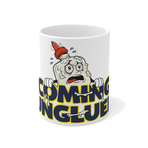 Total Structural Failure ceramic coffee mug featuring a parody superglue hazard label.