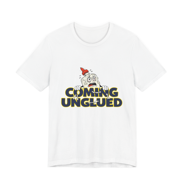 Total Structural Failure funny existential dread graphic tee featuring a panicked bottle of industrial glue.