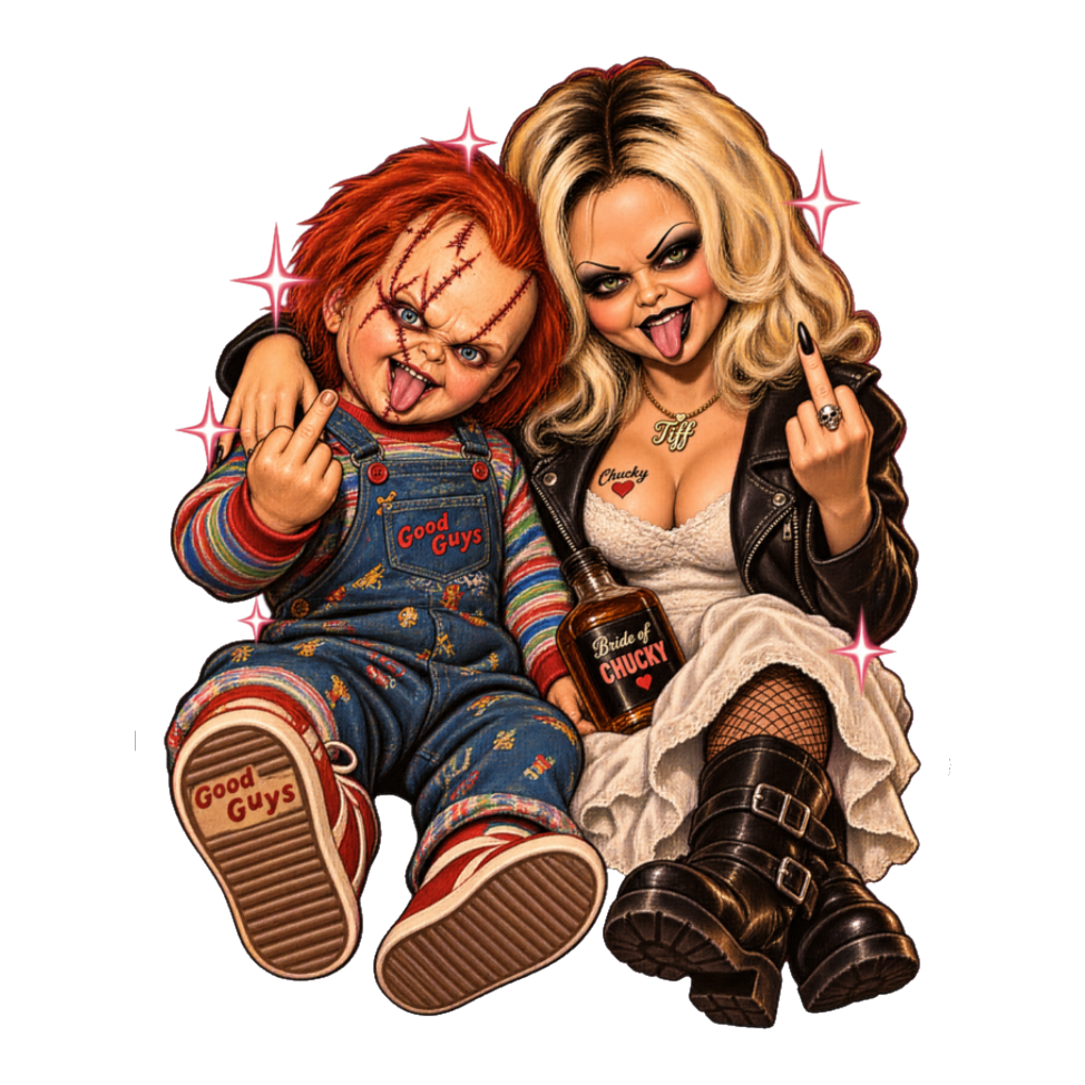 Toxic Relationship Goals Sticker — Funny Bride of Chucky — White