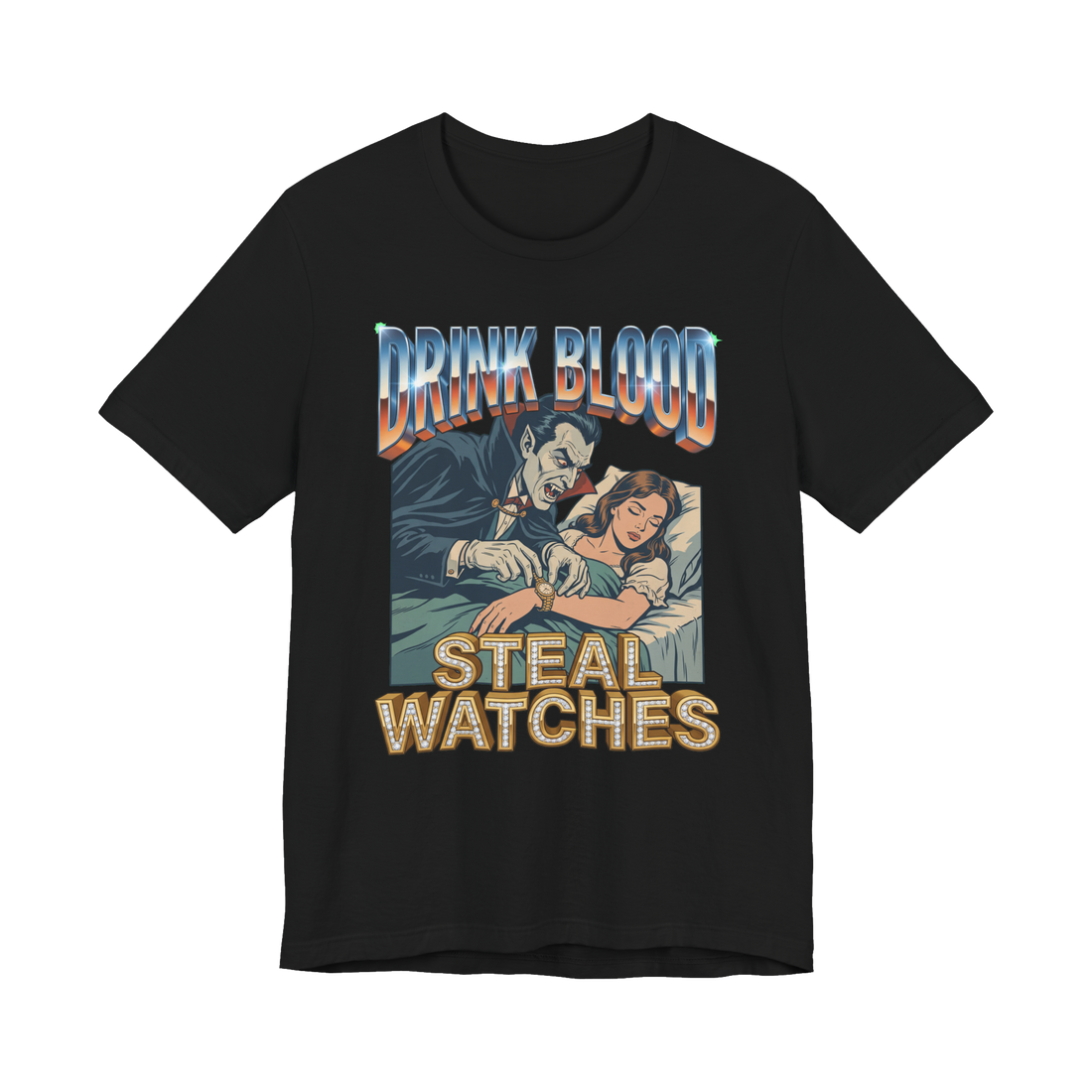 Transylvanian Lick 90s Bootleg Vampire Shirt — Black