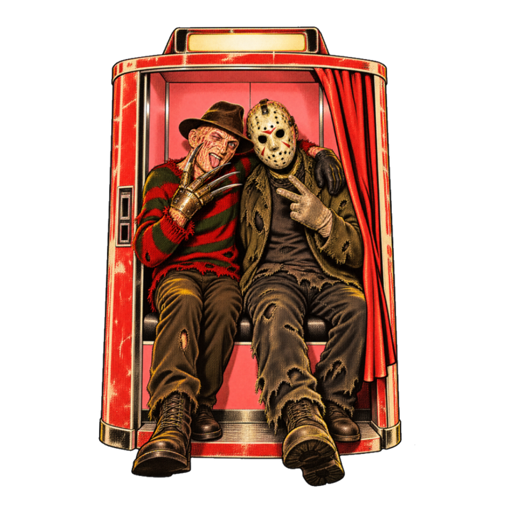 Trauma Bonding Sticker — Freddy Krueger Jason Voorhees Photobooth — White