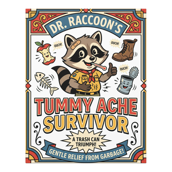 Tummy Ache Survivor — Funny Meme Canvas Wall Art — 0.75''