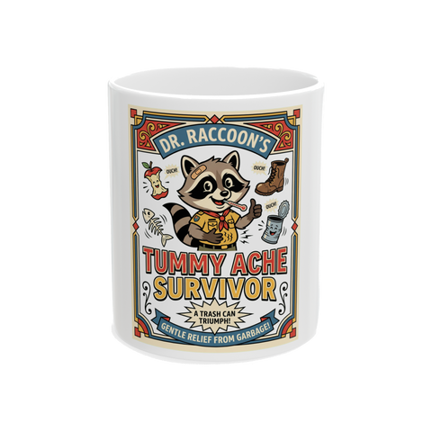 Tummy Ache Survivor Mug — Funny IBS Meme Coffee Cup