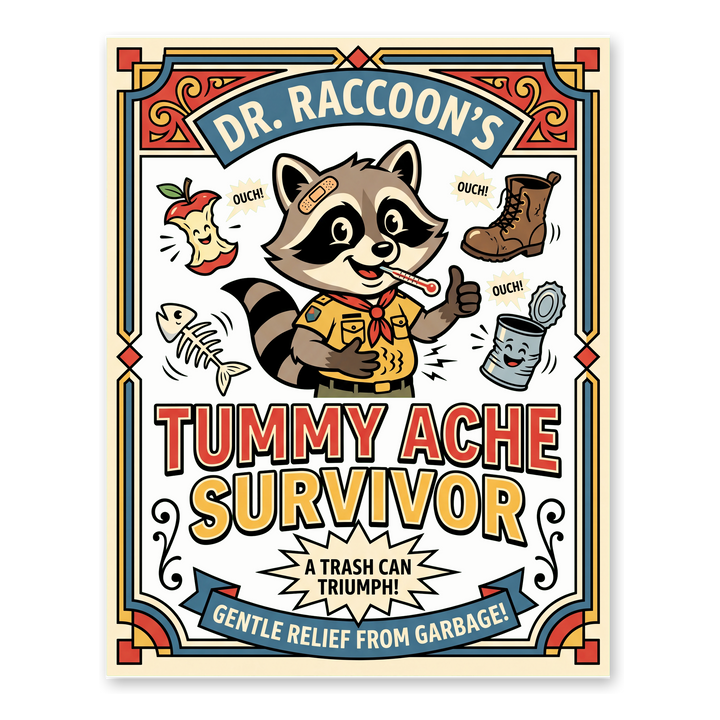 Tummy Ache Survivor Funny Meme Poster