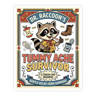 Tummy Ache Survivor Sticker — Funny Stomach Ache Meme