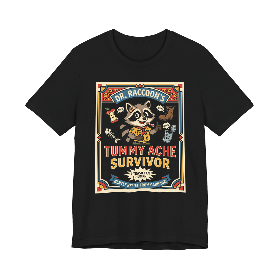 Tummy Ache Survivor Shirt — Funny Meme Tee — Black