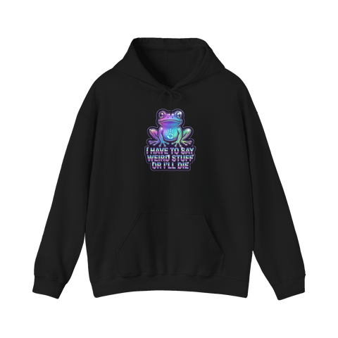 Unintelligible For My Own Safety Hoodie — Psychedelic Frog Weird Stuff — Black