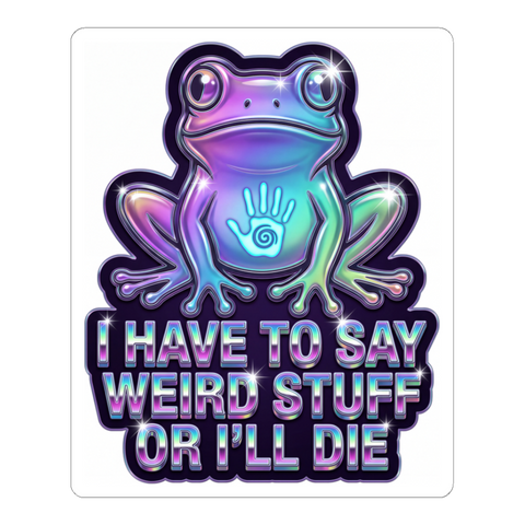 Unintelligible For My Own Safety — Funny Surreal Frog Sticker — White