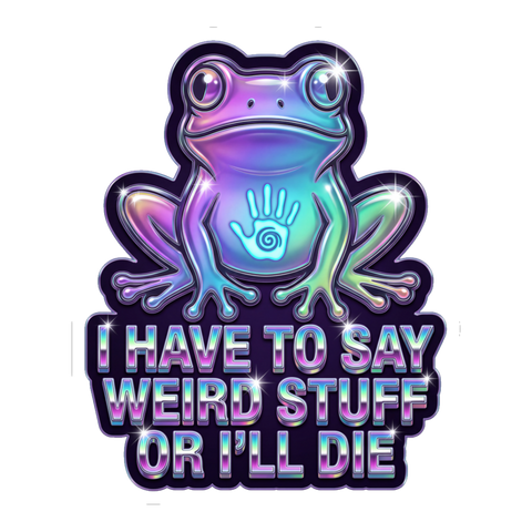 Unintelligible For My Own Safety — Funny Surreal Frog Sticker — White