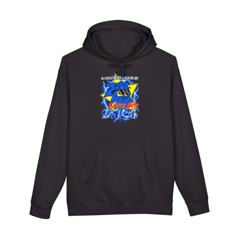 Unreplicable Swag Hoodie — Garfield Sonic the Hedgehog Meme Bootleg Ai — Black