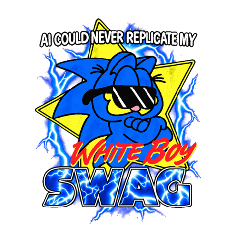 Unreplicable Swag Sticker — Garfield Sonic the Hedgehog Meme Bootleg — White