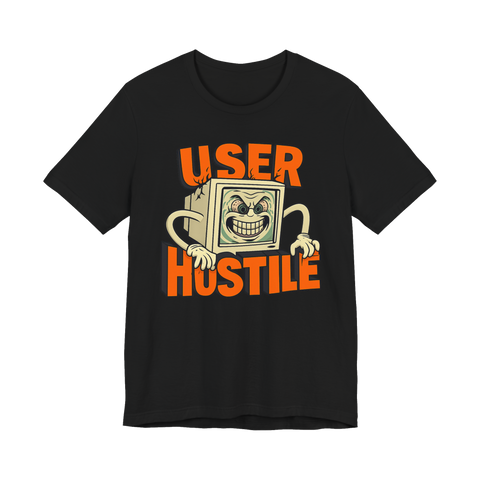 User Hostile Design — Funny UX UI Developer T-Shirt — Black