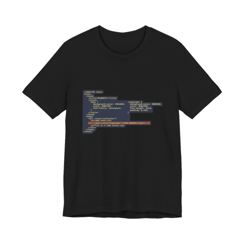 View Source T-Shirt — Funny HTML Web Developer Easter Egg Tee — Black