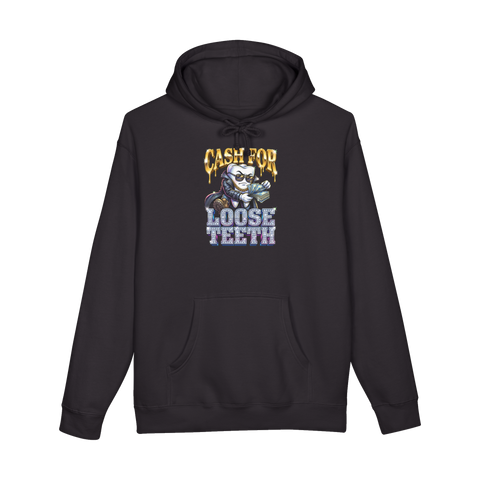 We Buy Teeth Hoodie — Weird Bootleg Graphic Sweatshirt — Black
