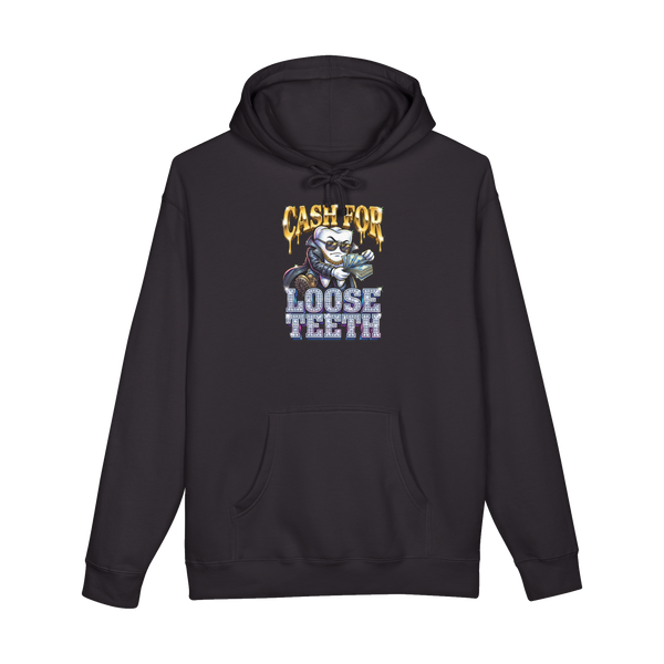 We Buy Teeth Hoodie — Weird Bootleg Graphic Sweatshirt — Black