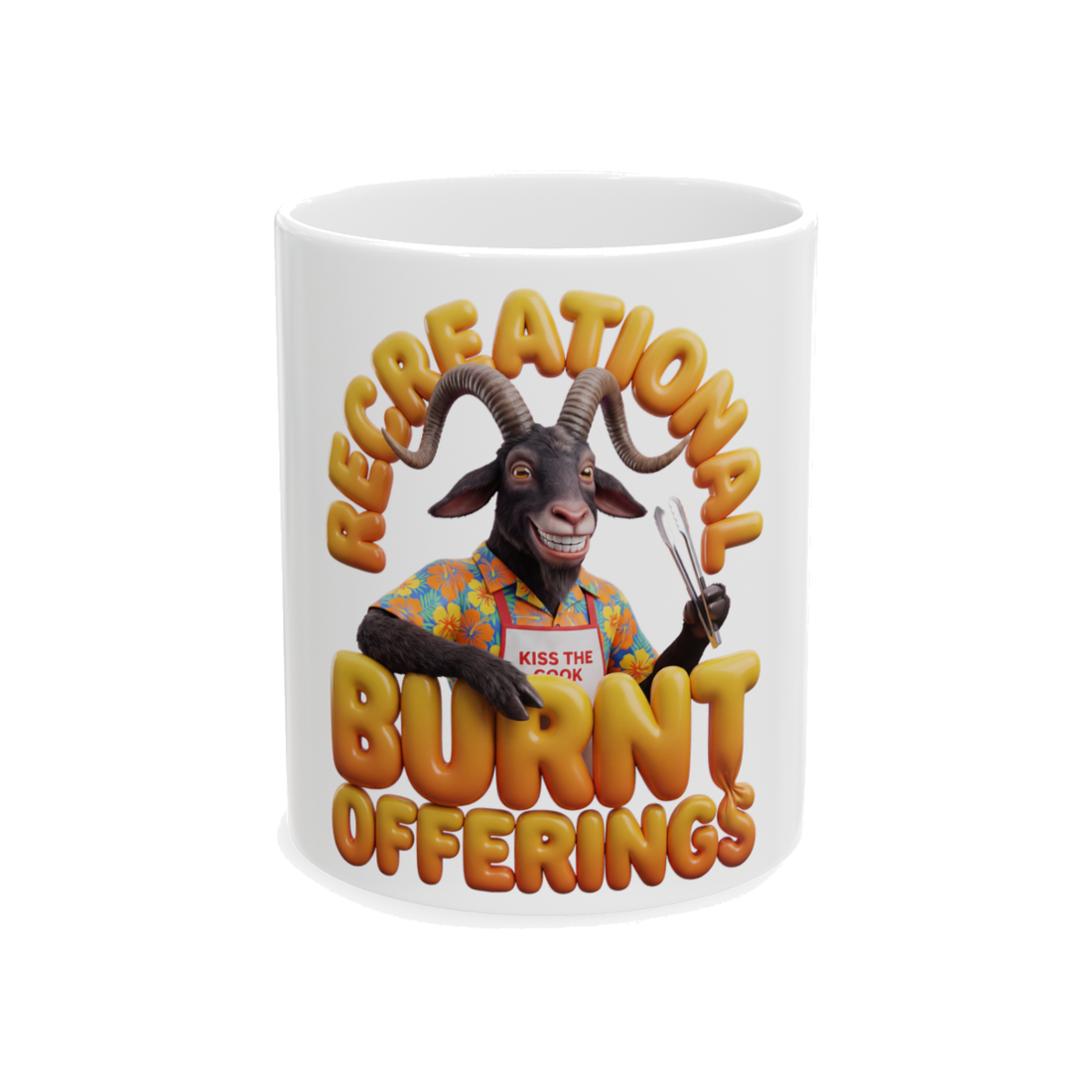 Funny 3D corporate mascot BBQ dad grilling mug with Weekend Burnt Offering text