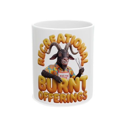 Funny 3D corporate mascot BBQ dad grilling mug with Weekend Burnt Offering text