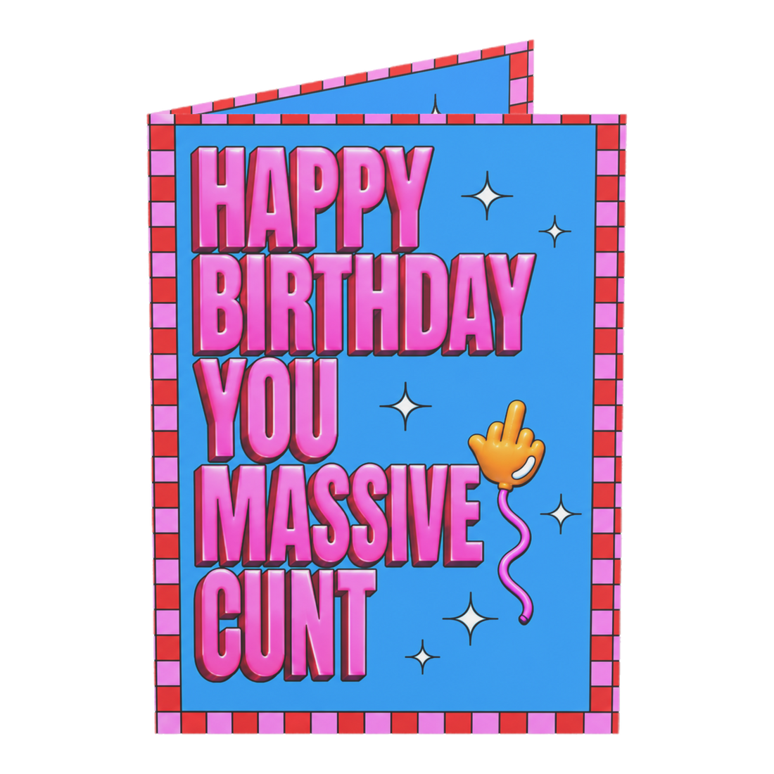 Massive Cunt Middle Finger Balloon Rude Birthday Card — 3.5" x 4.9" (Vertical) / Coated (both sides) / 1 pc