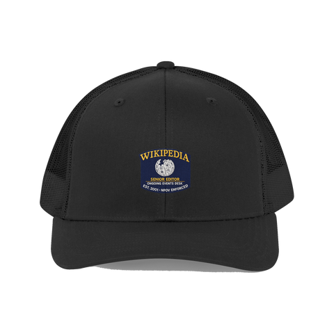 Wikipedia Ongoing Events Desk, Senior Editor Staff — Hat — Black