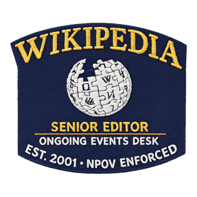 WIKIPEDIA ONGOING EVENTS DESK — SENIOR EDITOR STAFF — Sticker