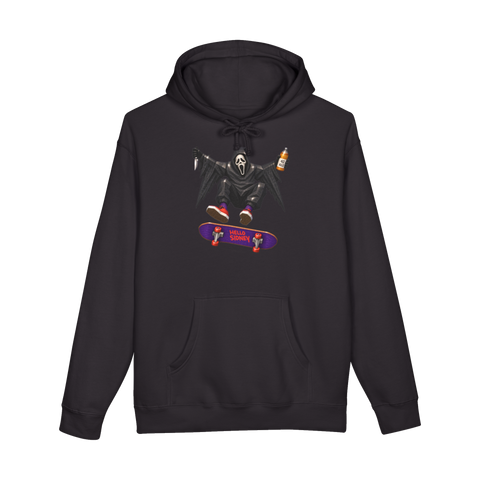Woodsboro Pro Skater Hoodie — Funny Ghostface Scream — Black