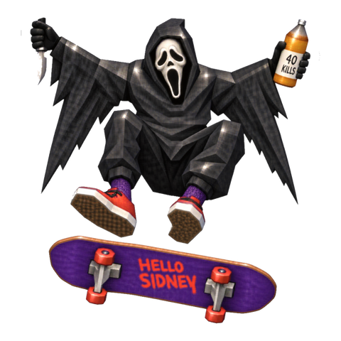 Woodsboro Pro Skater Sticker — Funny Ghostface Scream — White