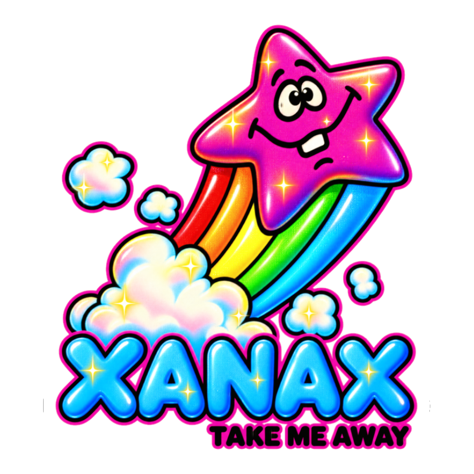 Xanax Take Me Away Sticker — Funny 90S Nostalgia — White
