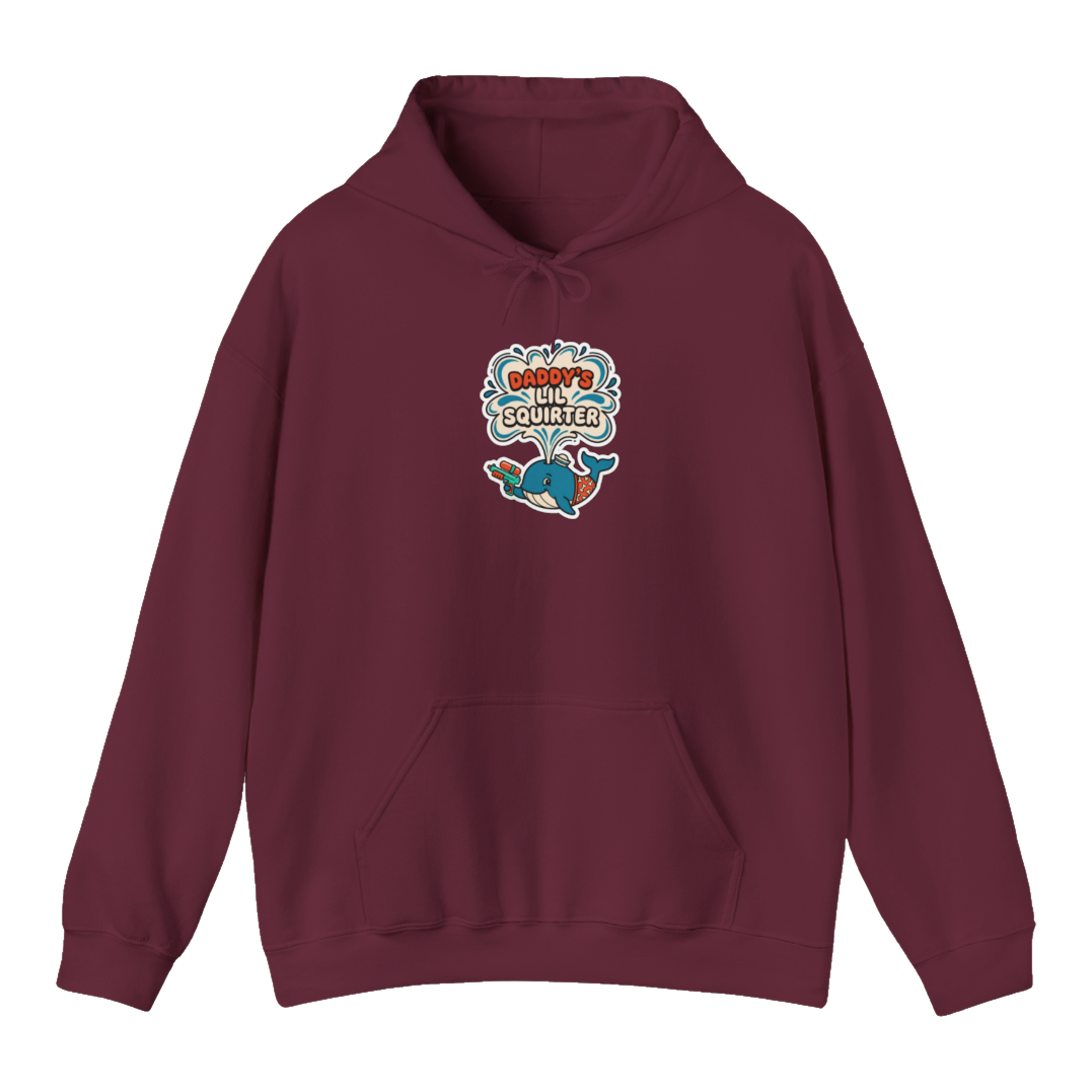 Daddy's Lil Squirter — Inappropriate Whale Hoodie — Maroon