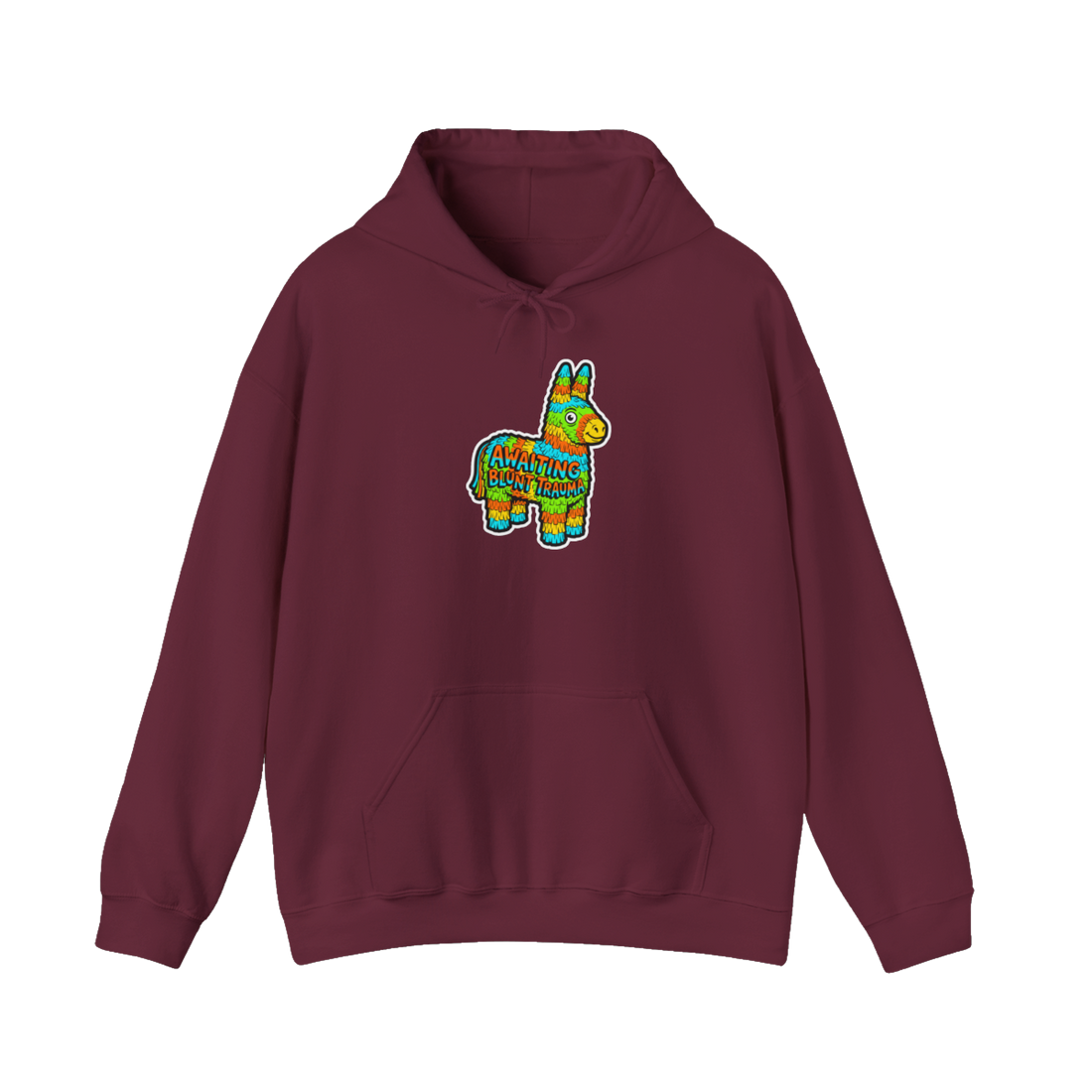 Festive Beating Receptacle — Funny Existential Piñata Hoodie — Maroon