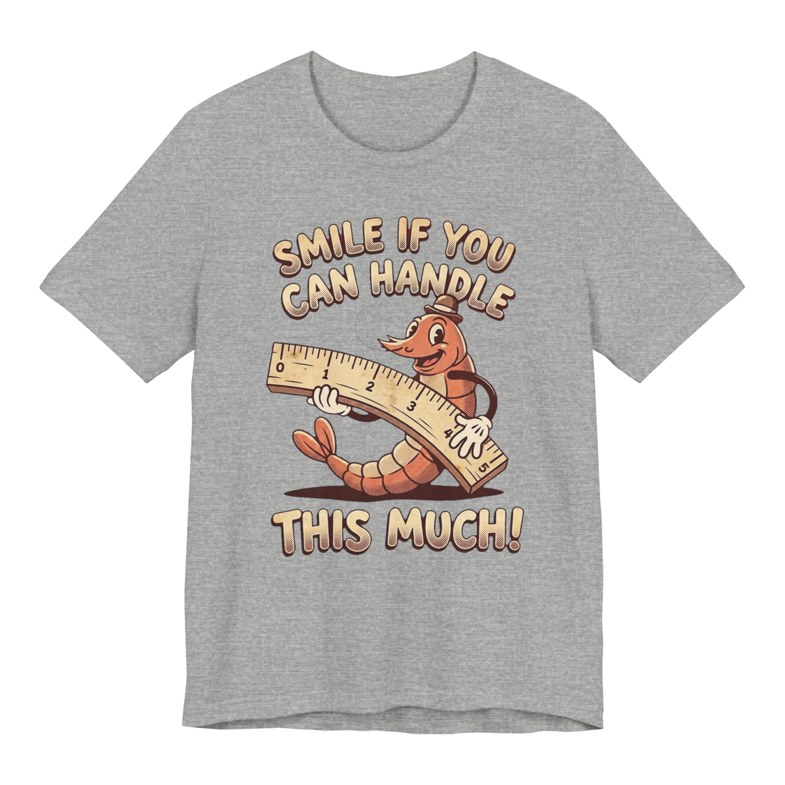 Four Honest Inches — Funny Retro Worm Ruler Shirt — Athletic Heather