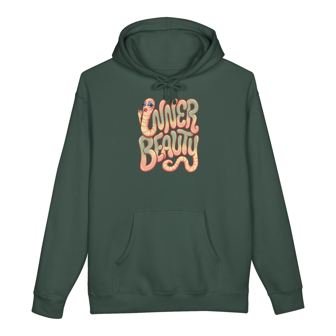 Inner Beauty Tapeworm Hoodie — Funny Dark Humor Biology Gift — Alpine Green