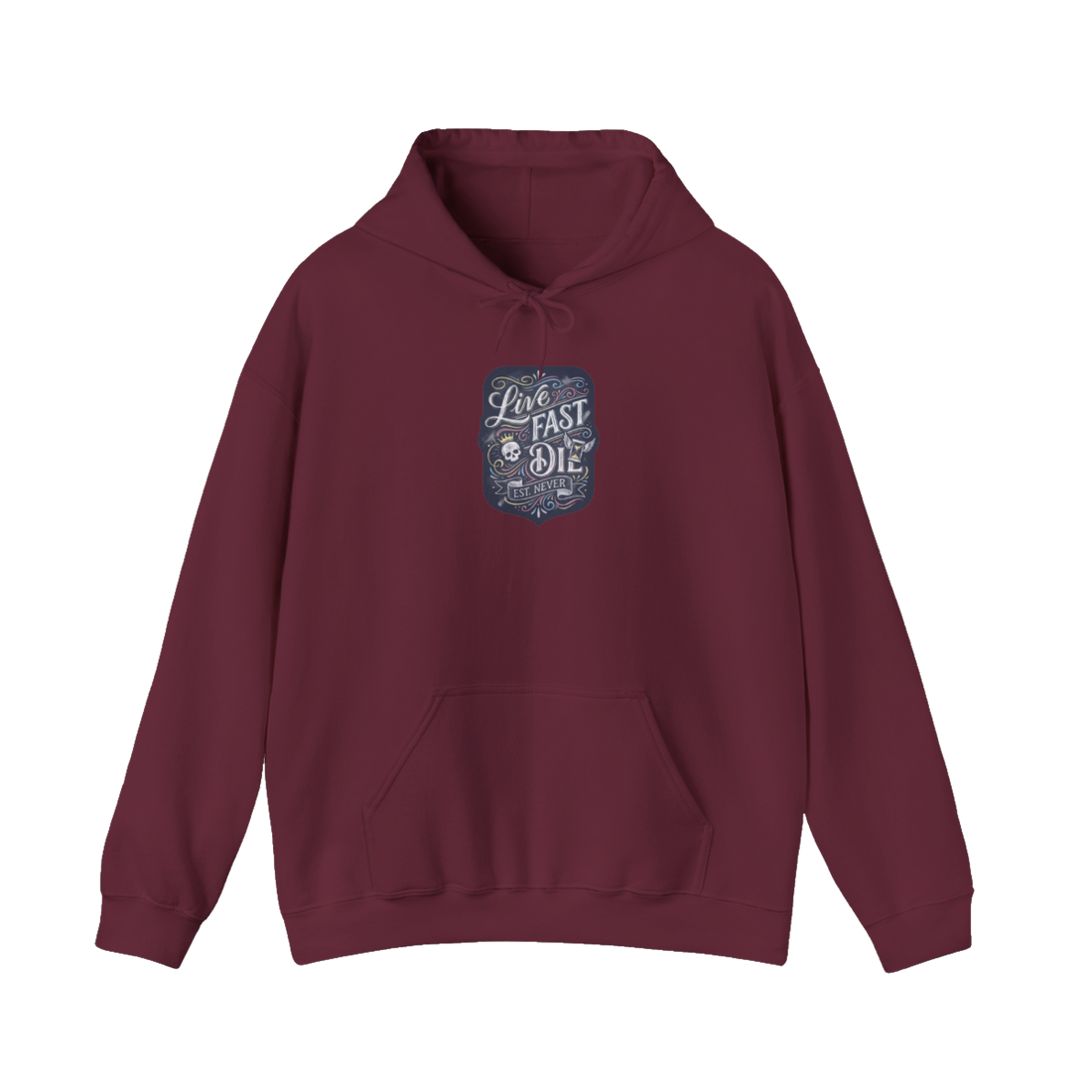 Live Fast Est Never — Hoodie — Maroon